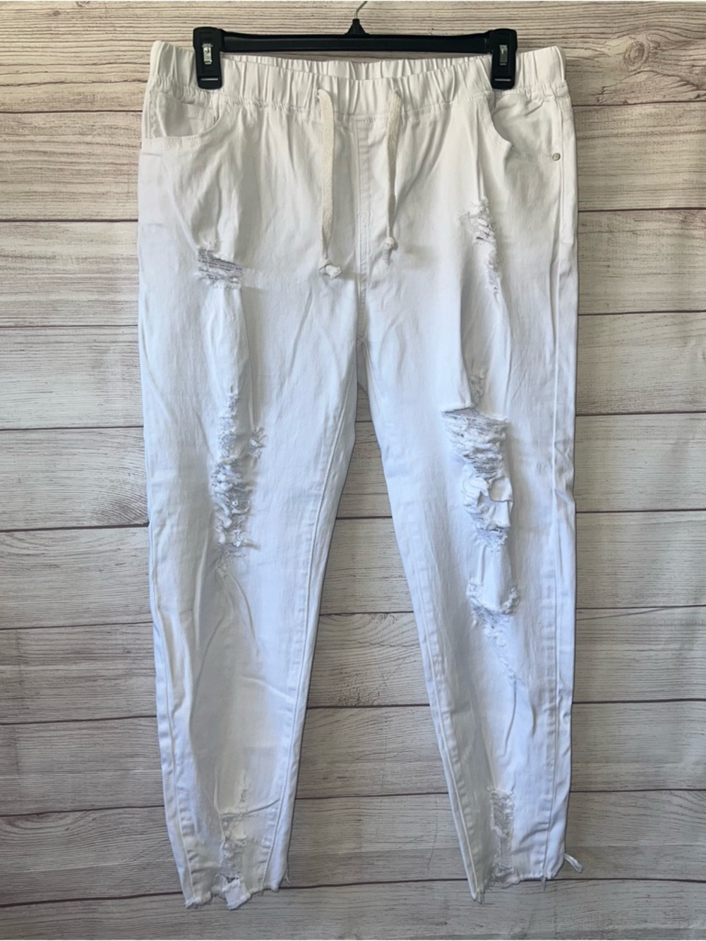 American Bazi White Elastic Waist Denim